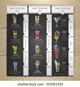 Vintage chalk drawing cocktail menu design. Corporate identity