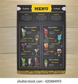 Vintage chalk drawing cocktail menu design. Corporate identity