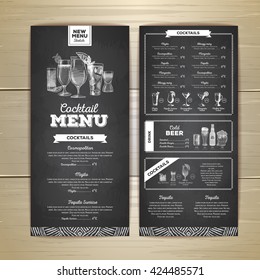 Vintage chalk drawing cocktail menu design. Corporate identity