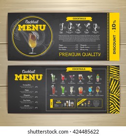 Vintage chalk drawing cocktail menu design. Corporate identity