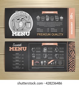 Vintage chalk drawing coffee menu design. 