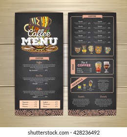 Vintage chalk drawing coffee menu design. 