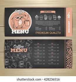 Vintage chalk drawing coffee menu design. 