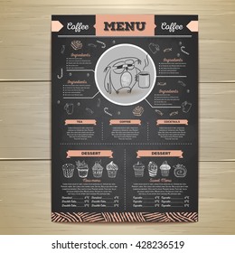 Vintage chalk drawing coffee menu design. 