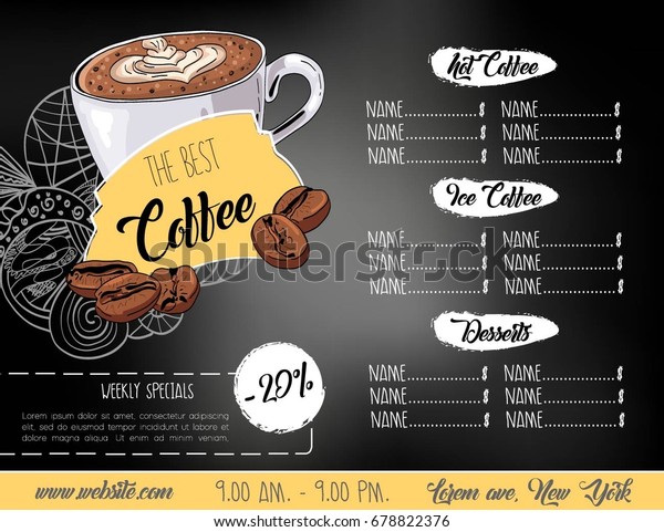 Vintage Chalk Drawing Coffee Menu Design 