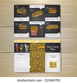 Vintage chalk drawing fast food menu. Sandwich sketch corporate identity