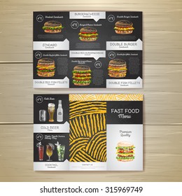 Vintage chalk drawing fast food menu. Sandwich sketch corporate identity