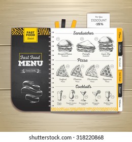 Vintage chalk drawing fast food menu. Sandwich sketch corporate identity