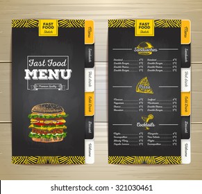 Vintage chalk drawing fast food menu. Sandwich sketch corporate identity