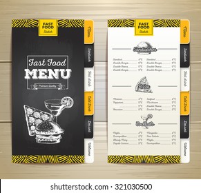 Vintage chalk drawing fast food menu. Sandwich sketch corporate identity