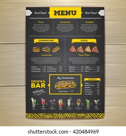 Vintage chalk drawing fast food menu design. Sandwich sketch 