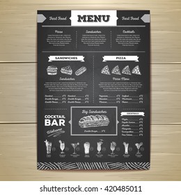 Vintage chalk drawing fast food menu design. Sandwich sketch 