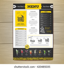 Vintage chalk drawing fast food menu design. Sandwich sketch 