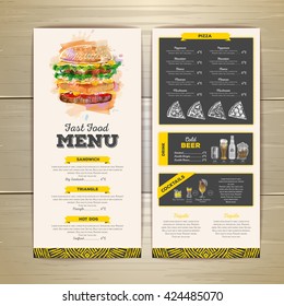 Vintage chalk drawing fast food menu design. Sandwich sketch 