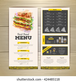 Vintage chalk drawing fast food menu design. Sandwich sketch 