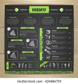 Vintage chalk drawing vegetarian food menu design. 