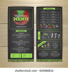 Vintage chalk drawing vegetarian food menu design. 