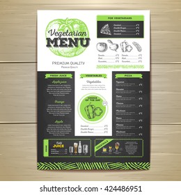 Vintage chalk drawing vegetarian food menu design. 