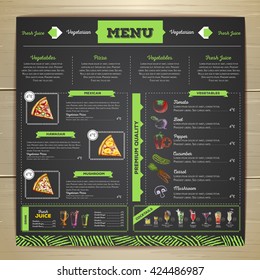 Vintage chalk drawing vegetarian food menu design. 