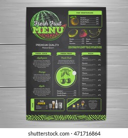 Vintage chalk drawing vegetarian food menu design. Fresh fruit sketch