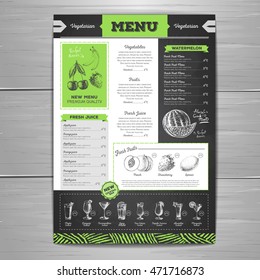Vintage chalk drawing vegetarian food menu design. Fresh fruit sketch