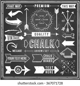 Vintage Chalkboard Arrows - Set of vintage arrows and banners. Each object is grouped and file is layered for easy editing. Textures can be removed.