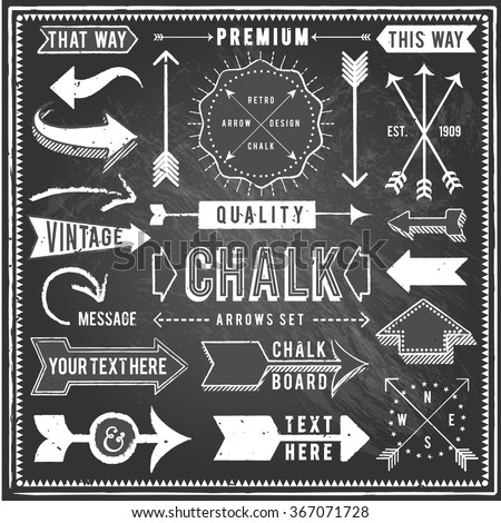 Vintage Chalkboard Arrows - Set of vintage arrows and banners. Each object is grouped and file is layered for easy editing. Textures can be removed.