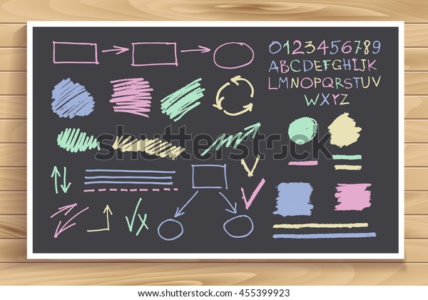Vintage Chalkboard Arrows -\
Set of vintage arrows and banners. Each object is grouped and file\
is layered for easy editing. Textures can be removed. alphabet,\
numbers
