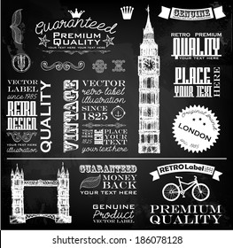 Vintage chalkboard calligraphic labels. 