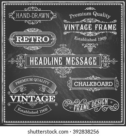 Vintage Chalkboard Frames - Set of vintage frames and banners. Each object is grouped and file is layered for easy editing. Textures can be removed.