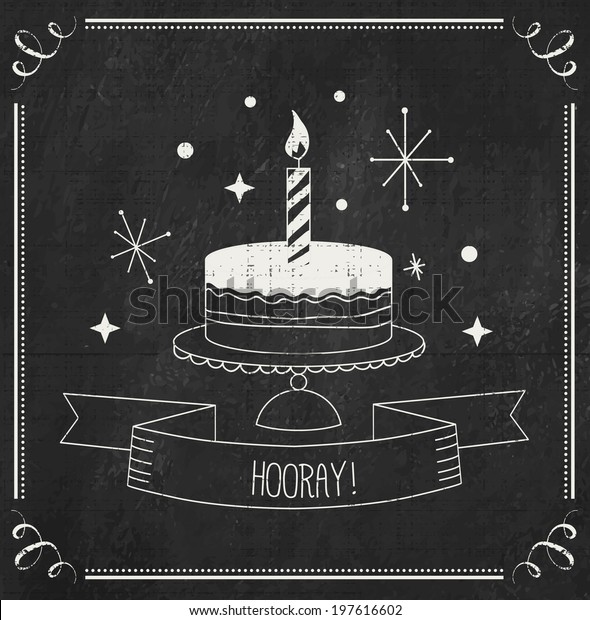 Image Vectorielle De Stock De Carte D Anniversaire Hipster Chalkboard Vintage Avec