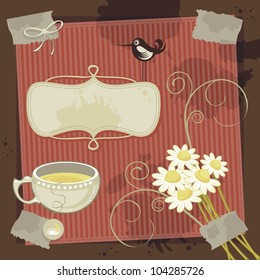 Vintage, chamomile theme background with space for your message