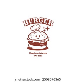 Vintage character design of fast food burger