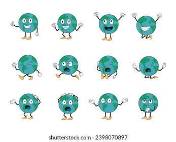 vintage character earth.  mascot vector illustration.