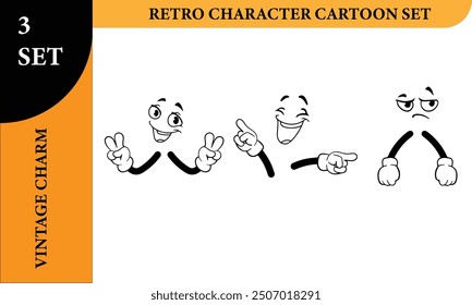 Vintage Charm: Retro Character Cartoon Set