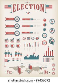 Vintage charts (info-graphic, icons) for election report