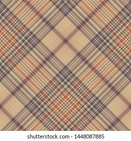 Vintage check fabric texture plaid seamless pattern. Vector illustration.