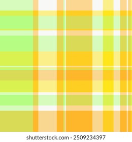 Vintage check seamless pattern, 1970s textile vector fabric. Sketch tartan plaid texture background in yellow and amber colors palette.