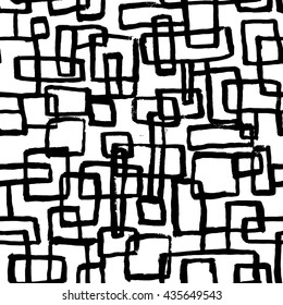 Vintage checked seamless pattern with brushed lines. 
