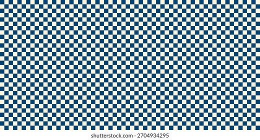 Vintage checkered grid design. Abstract dark blue kitchen pattern. Retro background. Textured paper frame. Vector hand drawn illustration