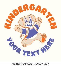 Vintage Cheerful puppy mascot of kindergarten