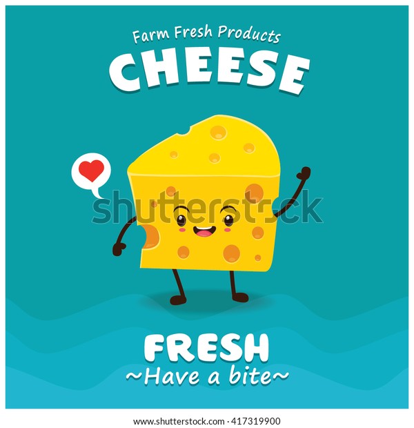 ベクターチーズのキャラクターを使ったビンテージチーズのポスターデザイン のベクター画像素材 ロイヤリティフリー