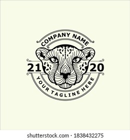 vintage cheetah head logo vector