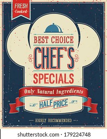 Vintage Chef`s Specials Poster. Vector Illustration.