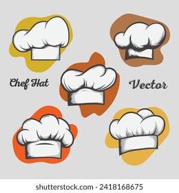 vintage chefs toque set vector illustration, Chef Hat Logo Vector, Hand Drawing Chef Hat Vector Logo Image