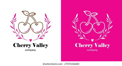 Diseño de logotipo de cereza de Antiguas para cafetería y restaurante