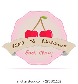 vintage cherry vegan Juice business label element badge vector health eco emblem illustration