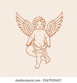 Vintage Cherub Hand Drawn Vector Illustration