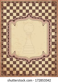 Vintage chess card, vector illustration