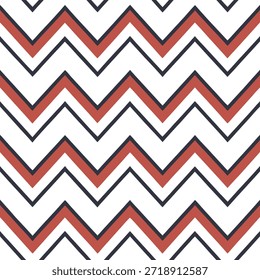Vintage Chevron nahtloses Muster mit fetten Zickzack-Linien und klassischen Farbschemata für stylische Designs Konzept als Stylisches Vintage Chevron Muster mit fetten Zickzack-Linien und klassischen Farbschemata perfekt für elegante Designs in Foto Stock Konzept und leeren Raum auf der linken Seite, kein Text —ar 7:2 —tile